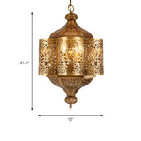 Antique Moroccan Corridor Brass Etched Lantern Chandelier #size