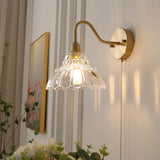 Antique Pink Floral Brass Wall Sconce with Switch Image - 4