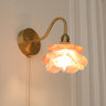 Antique Pink Floral Brass Wall Sconce with Switch Image - 6