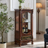 Antique Tall Wood Living Room Display Wine Cabinet Blue Image - 5