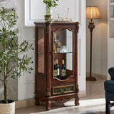 Antique Tall Wood Living Room Display Wine Cabinet Blue Image - 8