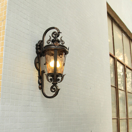 Antique Waterproof Outdoor Black Wall Lantern Light Image - 1