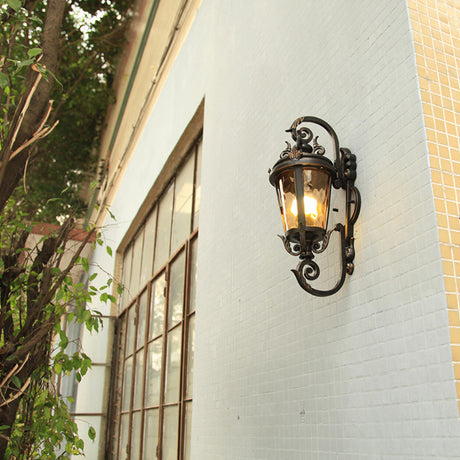 Antique Waterproof Outdoor Black Wall Lantern Light Image - 2