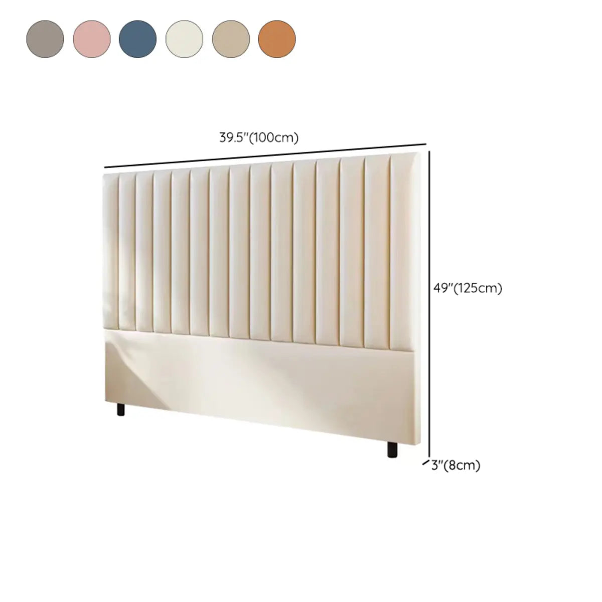 Apricot Leather Rectangular Upholstered Headboard 