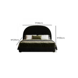 Arch Upholstered Headboard Black Velvet Queen Panel Bed Image - 13