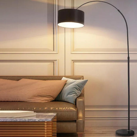 Arched Drum Shade Modern Adjustable Metal Floor Lamp Image - 1