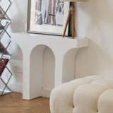 Arched Engineered Wood White Double Pedestal Console Table Image - 5