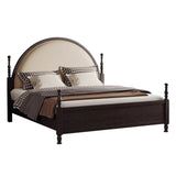 Arched Headboard Black Pine Wood Queen Platform Bed Image - 4