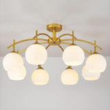 Arched Multi-Head Gold Semi-Flush Mount Light 8-Light Image - 10