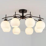 Arched Multi-Head Gold Semi-Flush Mount Light 8-Light Image - 11