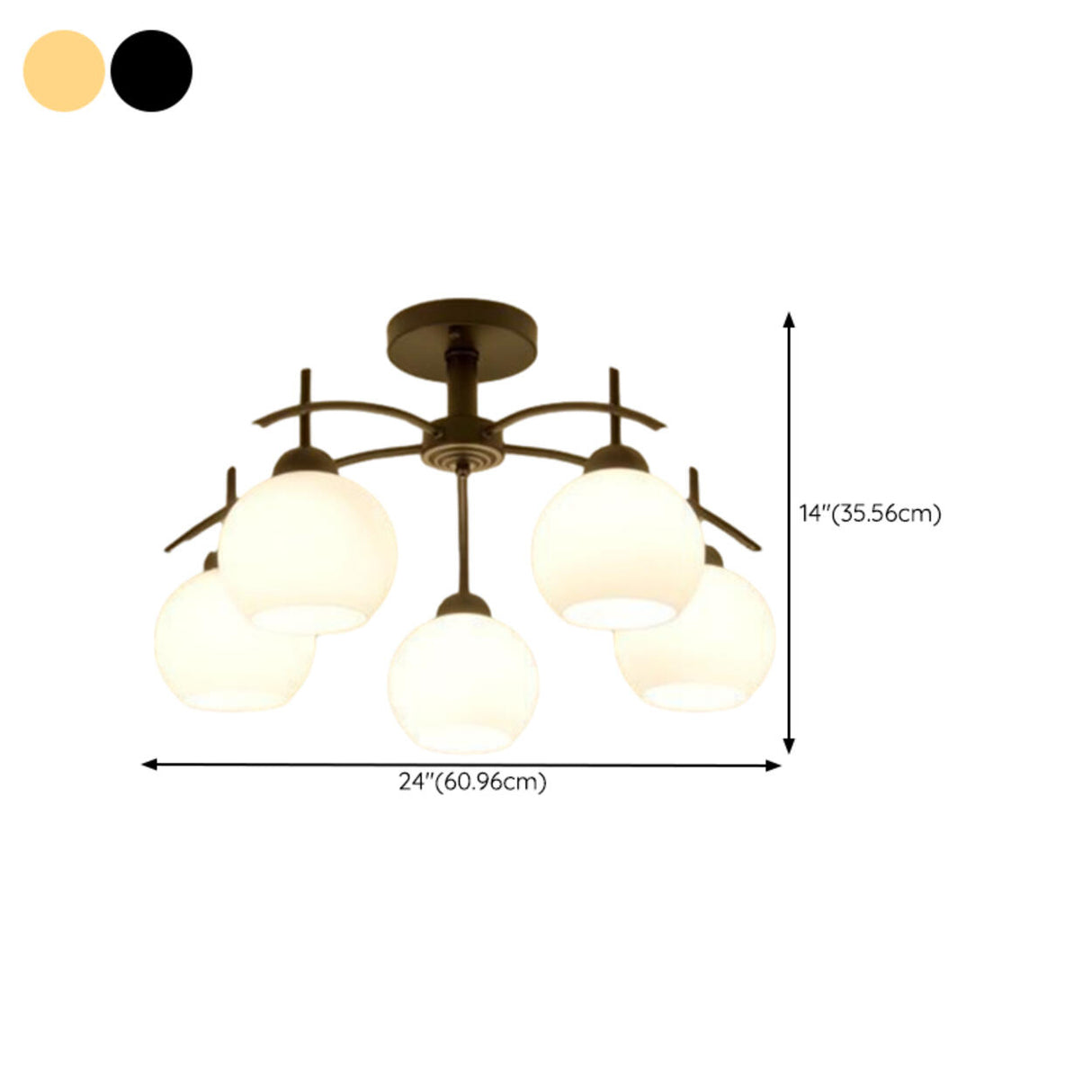 Arched Multi-Head Gold Semi-Flush Mount Light 8-Light Image - 16