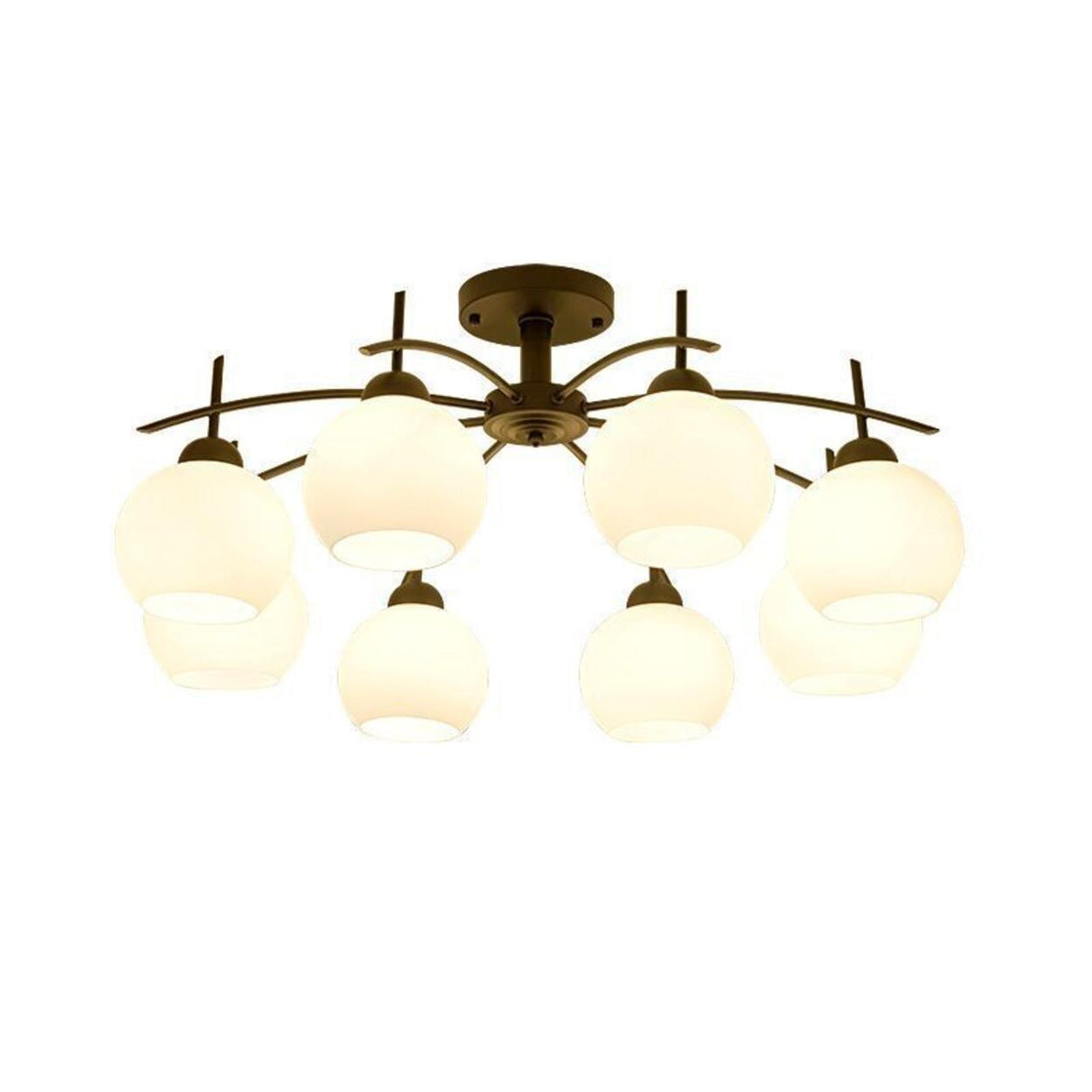 Arched Multi-Head Gold Semi-Flush Mount Light 8-Light Image - 5