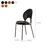 Armless Curved Back Leather Upholstered Dining Chair Image - 23