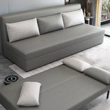 Armless Detachable Mattress Convertible Fabric Grey Futon Image - 1