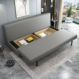 Armless Detachable Mattress Convertible Fabric Grey Futon Image - 5