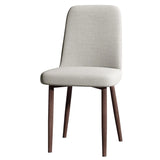 Armless Fabric Upholstered Foot Pads Dining Chairs Image - 14