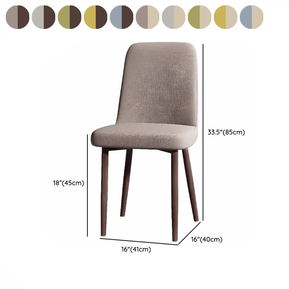 Armless Fabric Upholstered Foot Pads Dining Chairs 