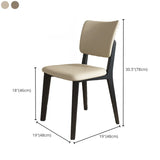 Armless Faux Leather Open Backrest Wood Dining Chair #size