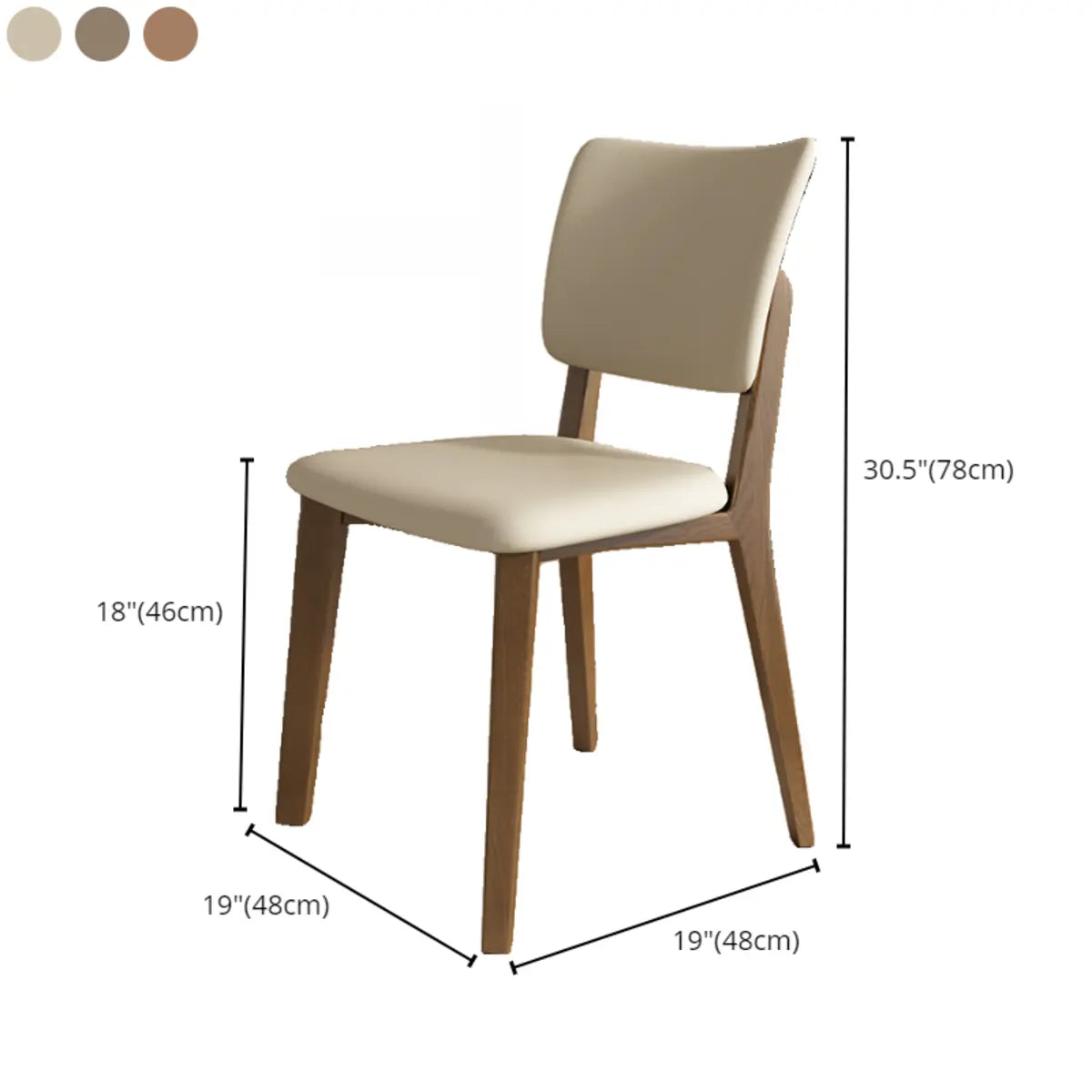 Armless Faux Leather Open Backrest Wood Dining Chair Image - 12