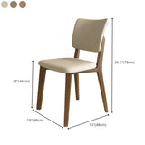 Armless Faux Leather Open Backrest Wood Dining Chair Image - 12