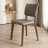 Armless Faux Leather Open Backrest Wood Dining Chair Image - 3