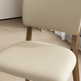 Armless Faux Leather Open Backrest Wood Dining Chair Image - 4