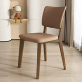 Armless Faux Leather Open Backrest Wood Dining Chair Image - 5