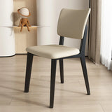 Armless Faux Leather Open Backrest Wood Dining Chair Image - 7