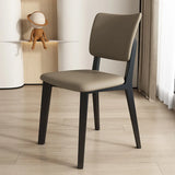 Armless Faux Leather Open Backrest Wood Dining Chair Image - 9