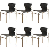 Armless Faux Leather Side Chair Metal Dining Chair Black Image - 7