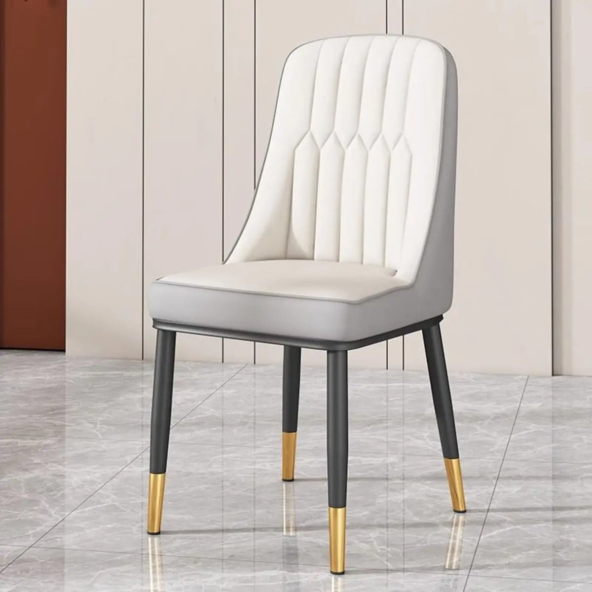 Armless Faux Leather Standard Parsons Dining Chair Image - 12