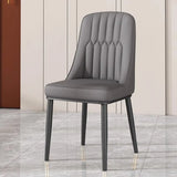 Armless Faux Leather Standard Parsons Dining Chair Image - 27