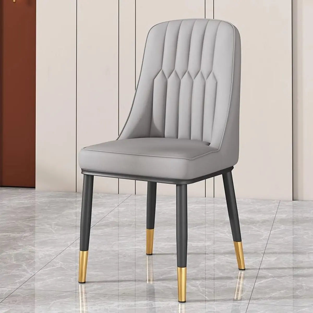 Armless Faux Leather Standard Parsons Dining Chair Image - 6