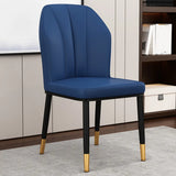 Armless Faux Leather Upholstered Foot Pads Dining Chair Image - 12