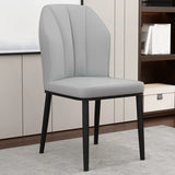 Armless Faux Leather Upholstered Foot Pads Dining Chair Image - 15