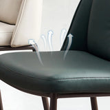 Armless Faux Leather Upholstered Headrest Dining Chair Image - 6