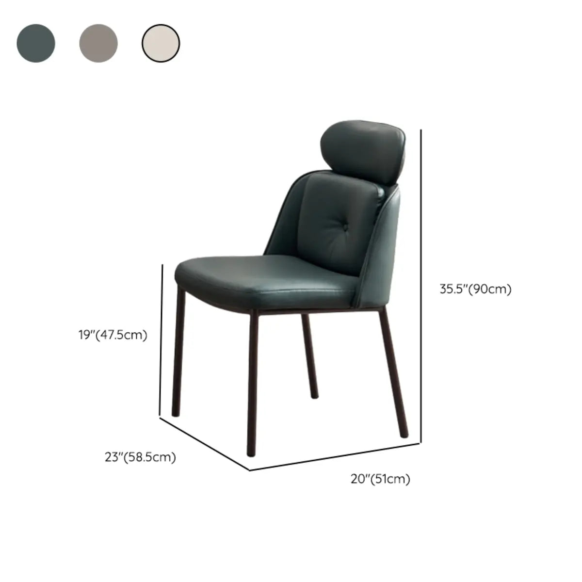 Armless Faux Leather Upholstered Headrest Dining Chair 