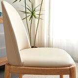 Armless Faux Leather Wood Parsons Dining Chair Cream Image - 10