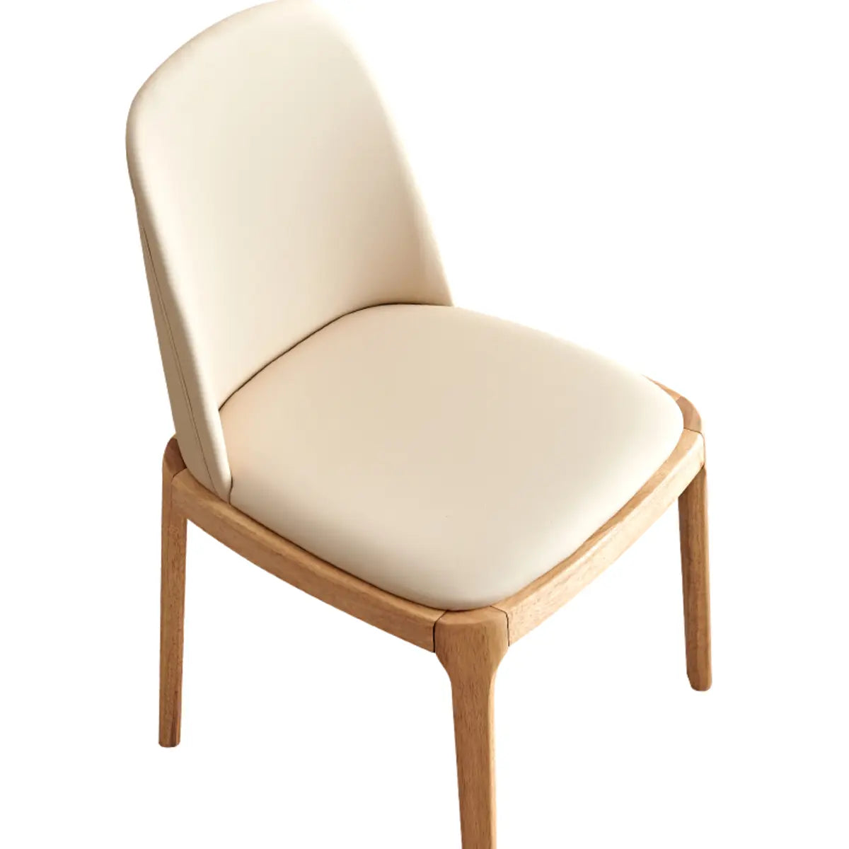 Armless Faux Leather Wood Parsons Dining Chair Cream Image - 12