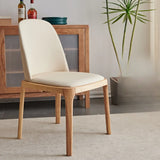 Armless Faux Leather Wood Parsons Dining Chair Cream Image - 2