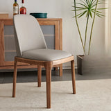 Armless Faux Leather Wood Parsons Dining Chair Cream Image - 5