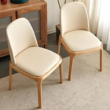 Armless Faux Leather Wood Parsons Dining Chair Cream Image - 6