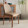 Armless Faux Leather Wood Parsons Dining Chair Cream Image - 9