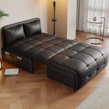 Armless Leather Convertible Black Storage Futon Sofa Bed Image - 3