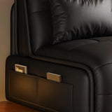 Armless Leather Convertible Black Storage Futon Sofa Bed Image - 4