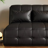 Armless Leather Convertible Black Storage Futon Sofa Bed Image - 5