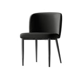 Armless Metal Faux Leather Upholstered Dining Chair Image - 9