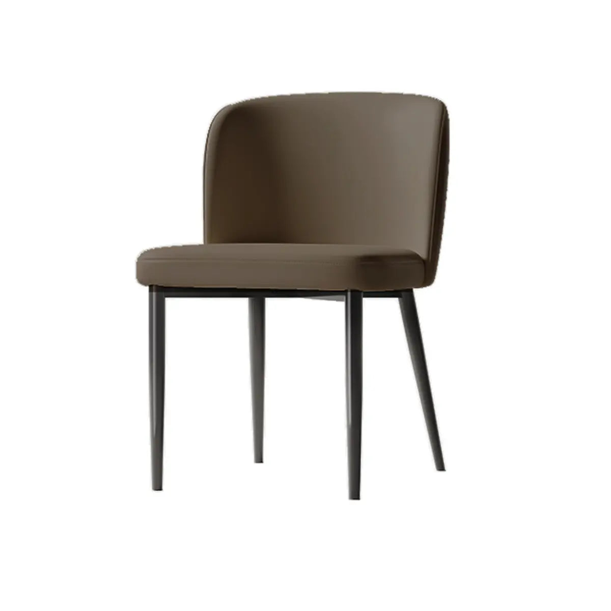 Armless Metal Faux Leather Upholstered Dining Chair Image - 5