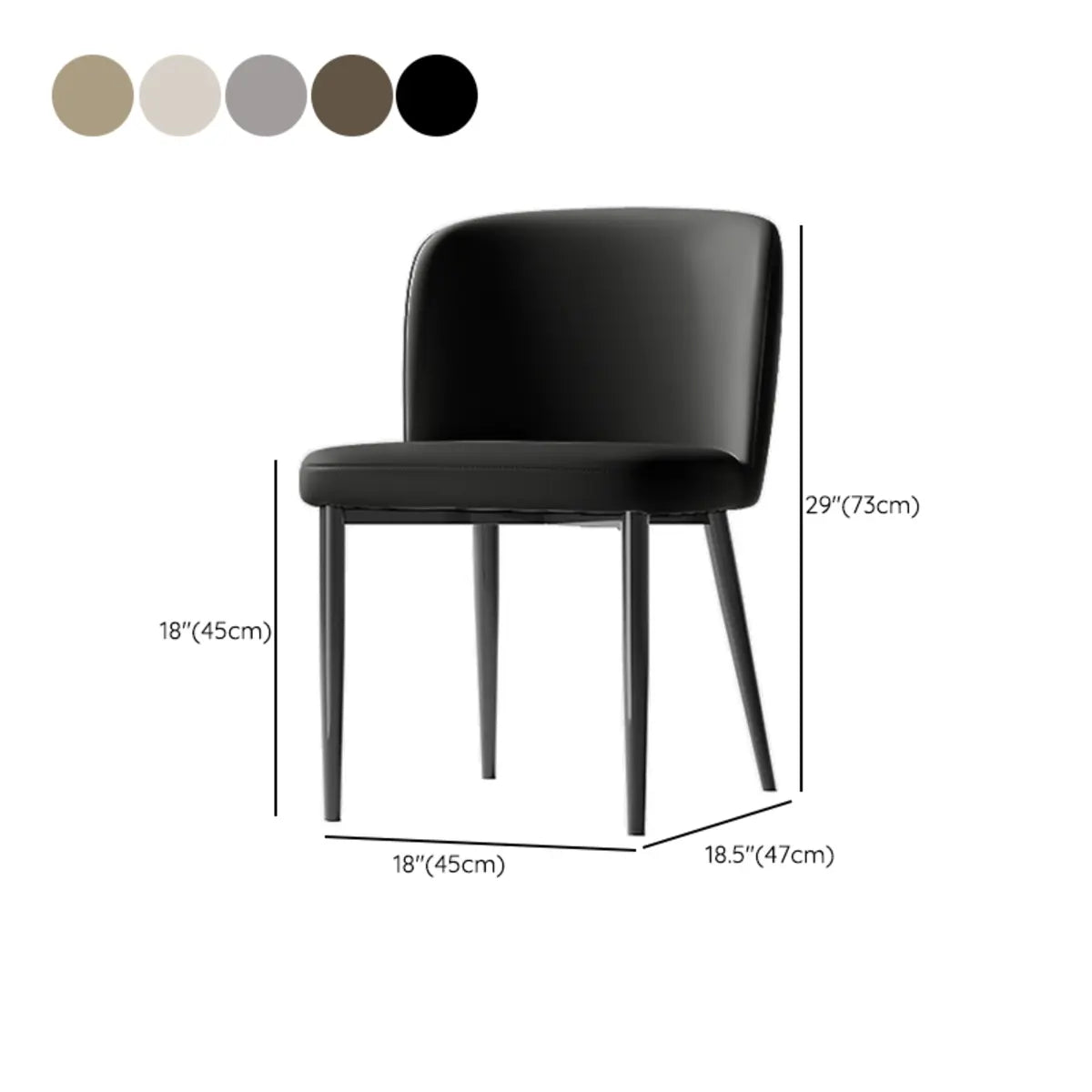 Armless Metal Faux Leather Upholstered Dining Chair 