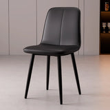 Armless Metal Legs Faux Leather Upholstered Dining Chair Image - 10